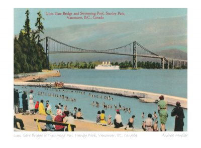 Lions Gate Bridge & Swimming Pool, Stanley Park, Vancouver, BC, Canada