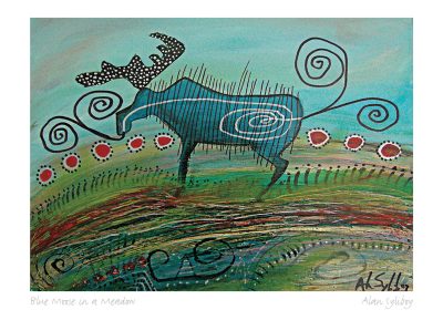 Blue Moose in a Meadow