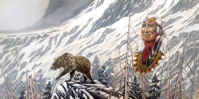 Chief Dan George with the Grizzly
