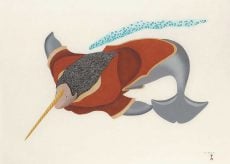 Narwhal Spirit, 2011, Stonecut & Stencil, 62 x 78.3cm