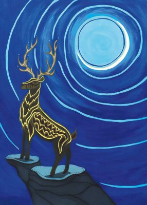 Stag and Crescent Moon