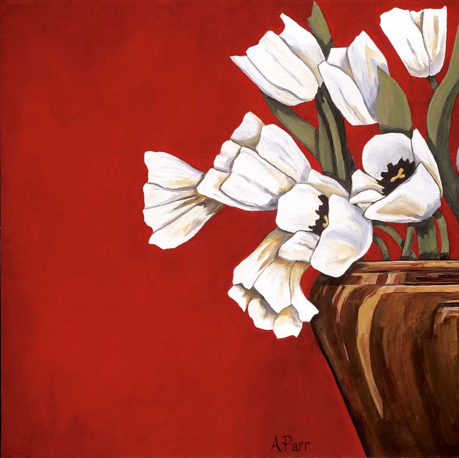 Tulips on Red by artist  Ann Parr