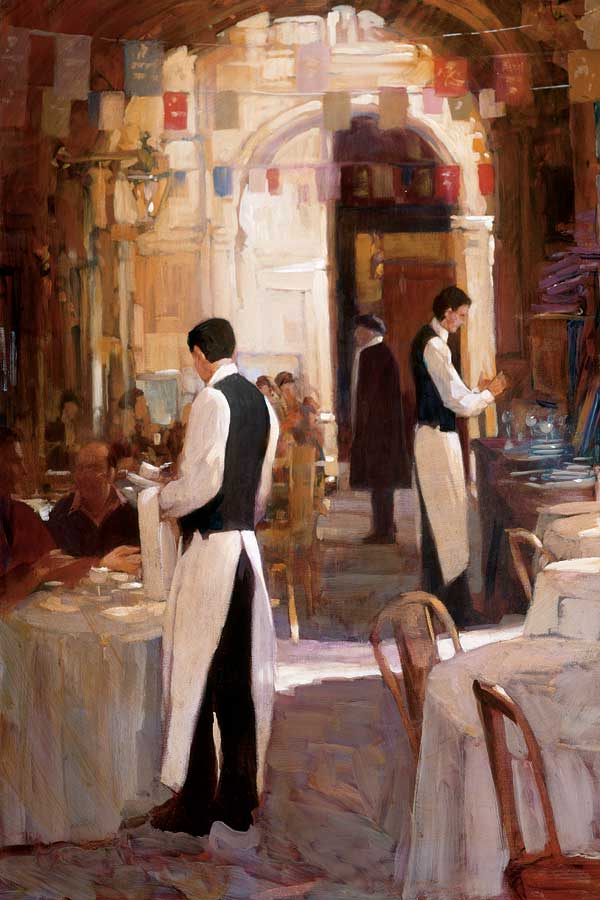 Two Waiters, Place des Vosges by artist  Philip Craig