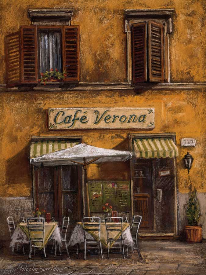 Cafe Verona by artist  Malcolm Surridge