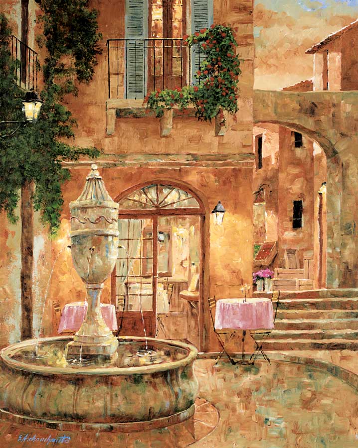 Evening at the Fountain by artist Gilles Archambault
