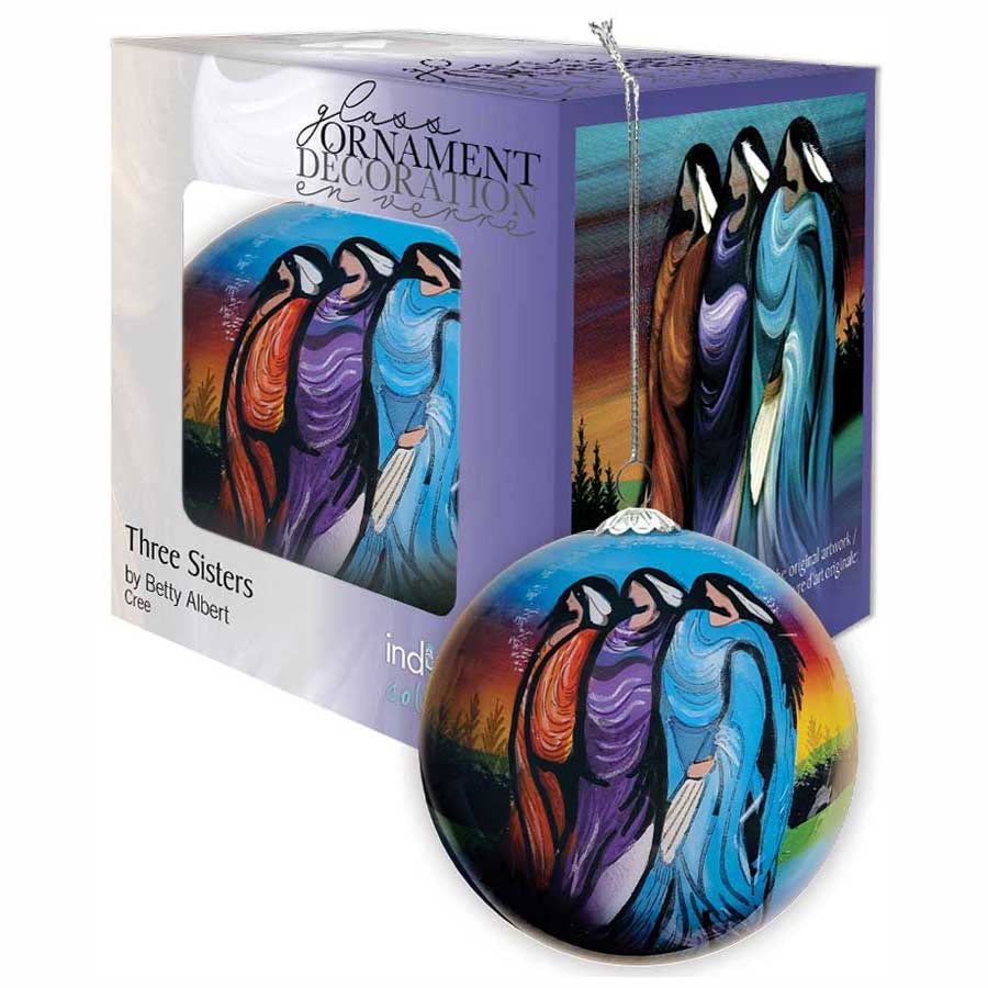 Three Sisters Glass Christmas Ornament by artistBetty Albert