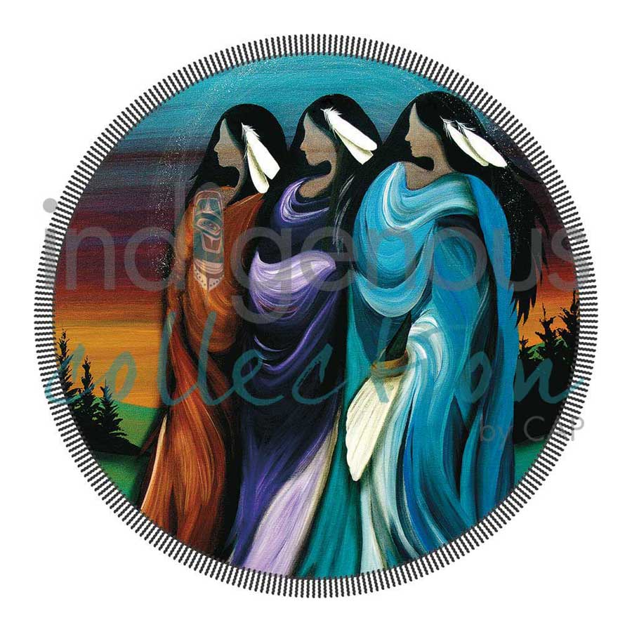 Three Sisters Round Beach Towel Blanket by artist Betty Albert