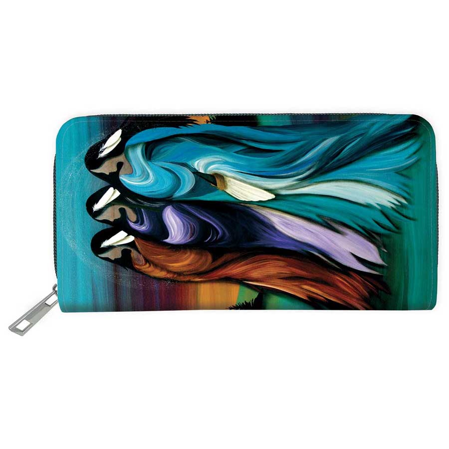 Three Sisters Embossed Wallet by artist Betty Albert. Indigenous Collection.