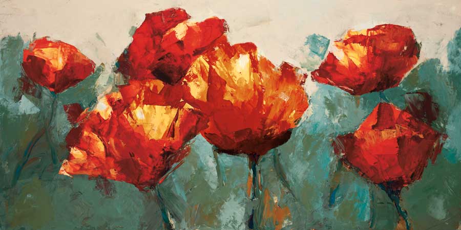 Poppies on Slate by artist Peter Colbert