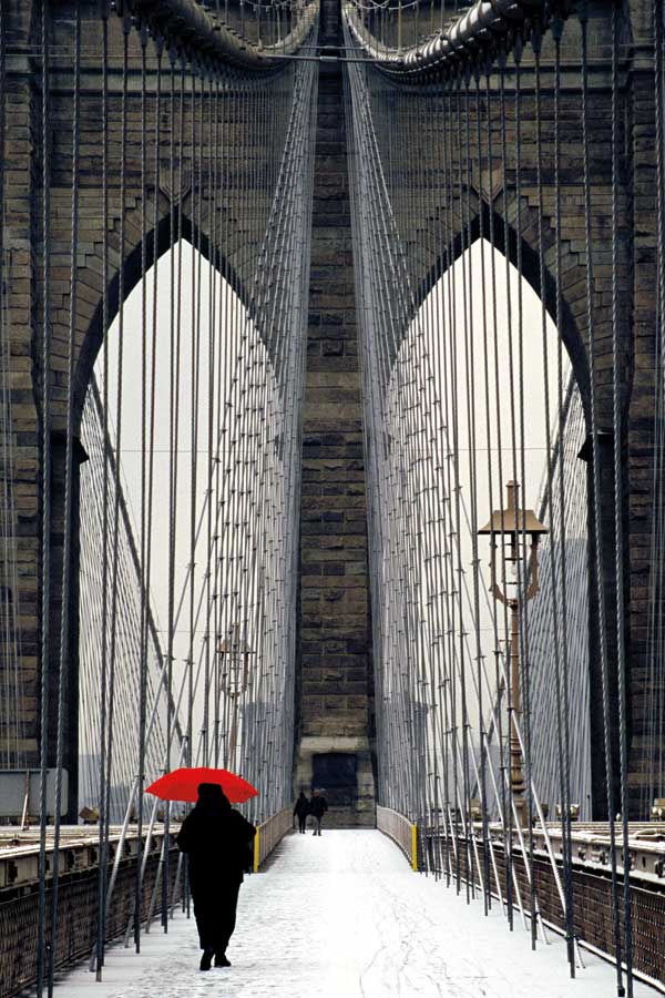 Brooklyn Bridge Meets Red by artist Michael Cahill