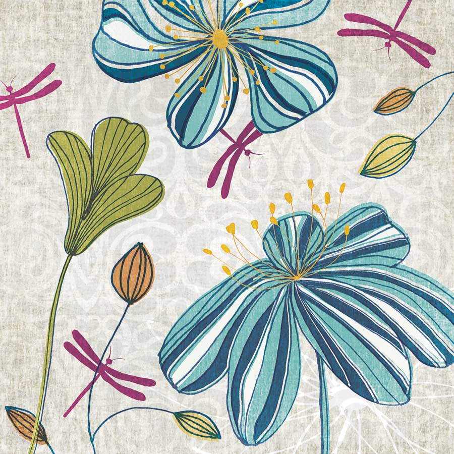 Flowers & Dragonflies by artist Tandi Venter