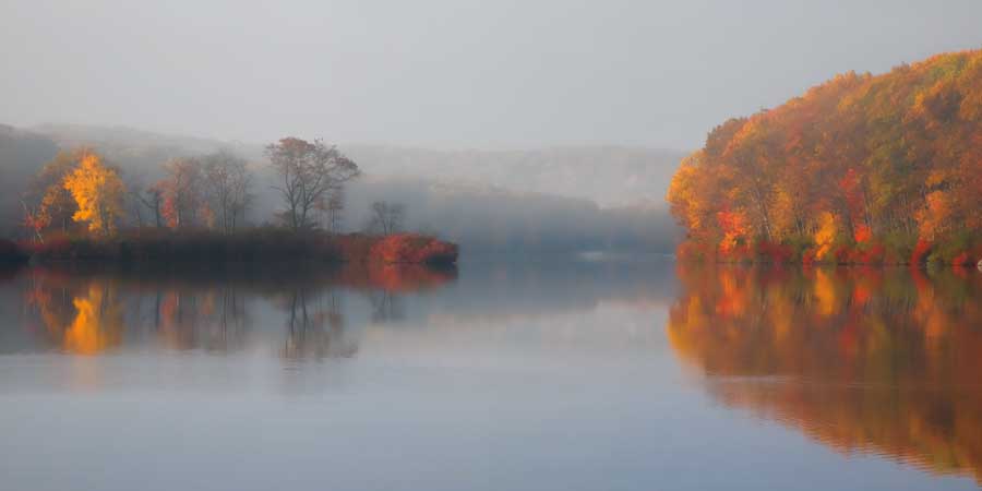 Early Fall Morning at the Lake by artist Michael Cahill