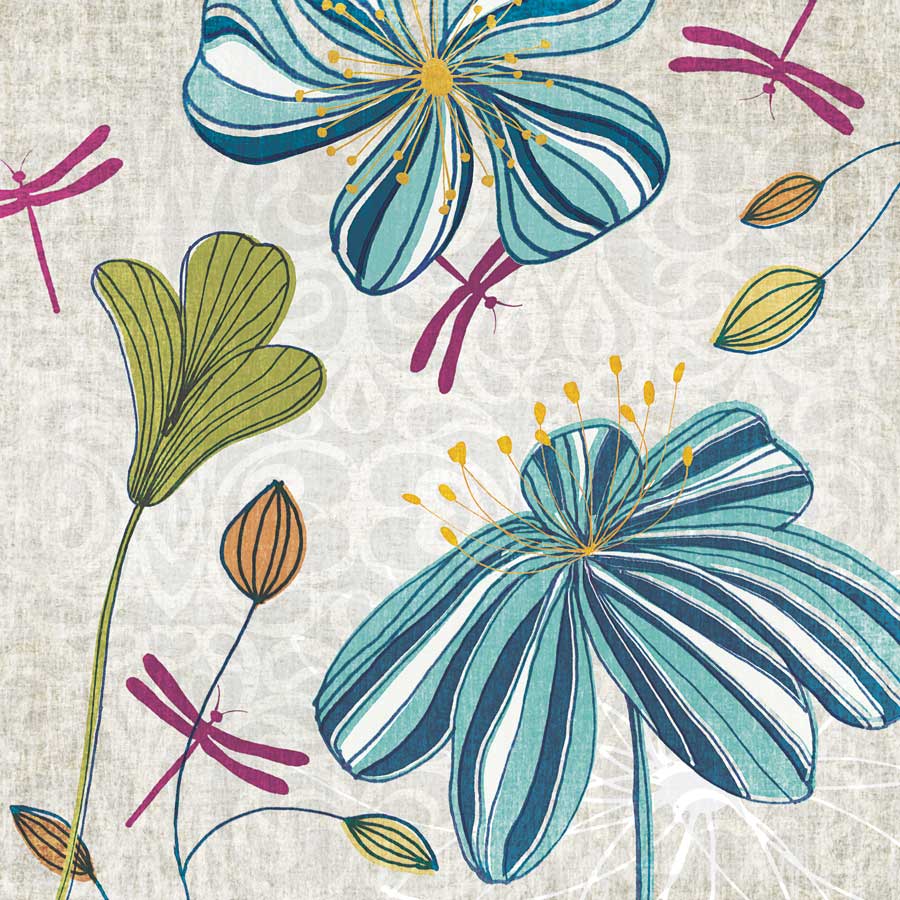 Flowers & Dragonflies by artist Tandi Venter