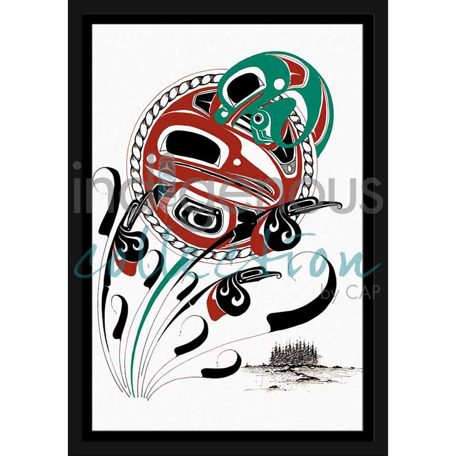Raven Moon,Frog and Mosquitoes by artist Danny Dennis - Tsimshian . Indigenous Collection