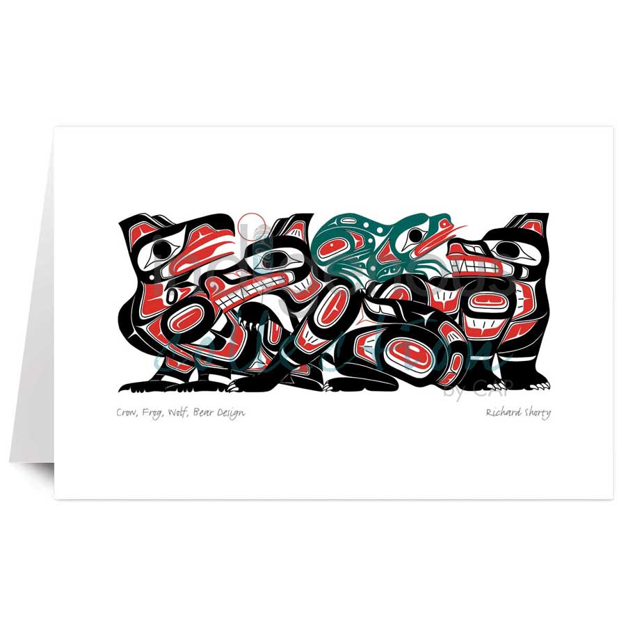 Crow, Frog, Wolf, Bear Design by artist Richard Shorty