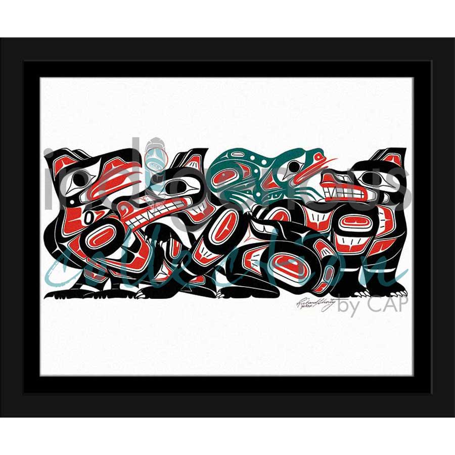 Crow, Frog, Wolf, Bear Design by artist Richard Shorty - Northern Tutchone. Indigenous Collection