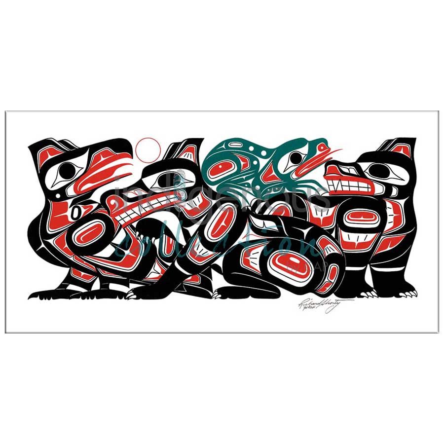 Crow, Frog, Wolf, Bear Design Canvas Prints