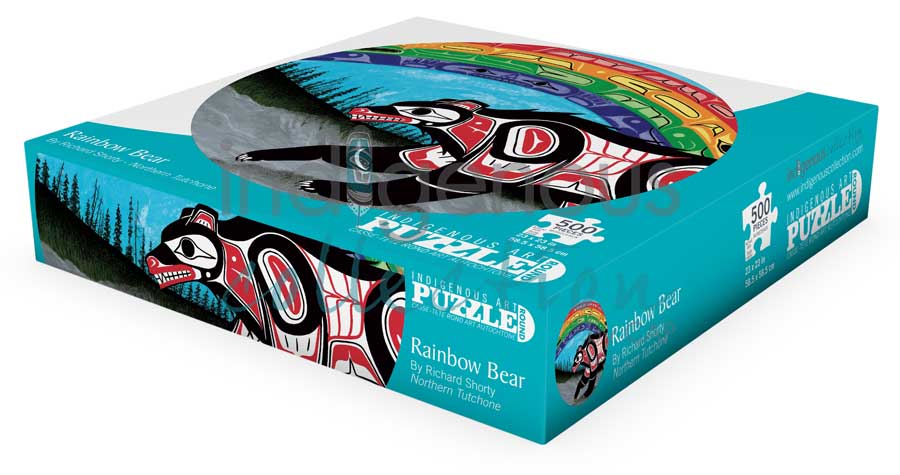 Rainbow Bear Puzzle - Round - 500 Pcs by artist Richard Shorty. Indigenous Collection.