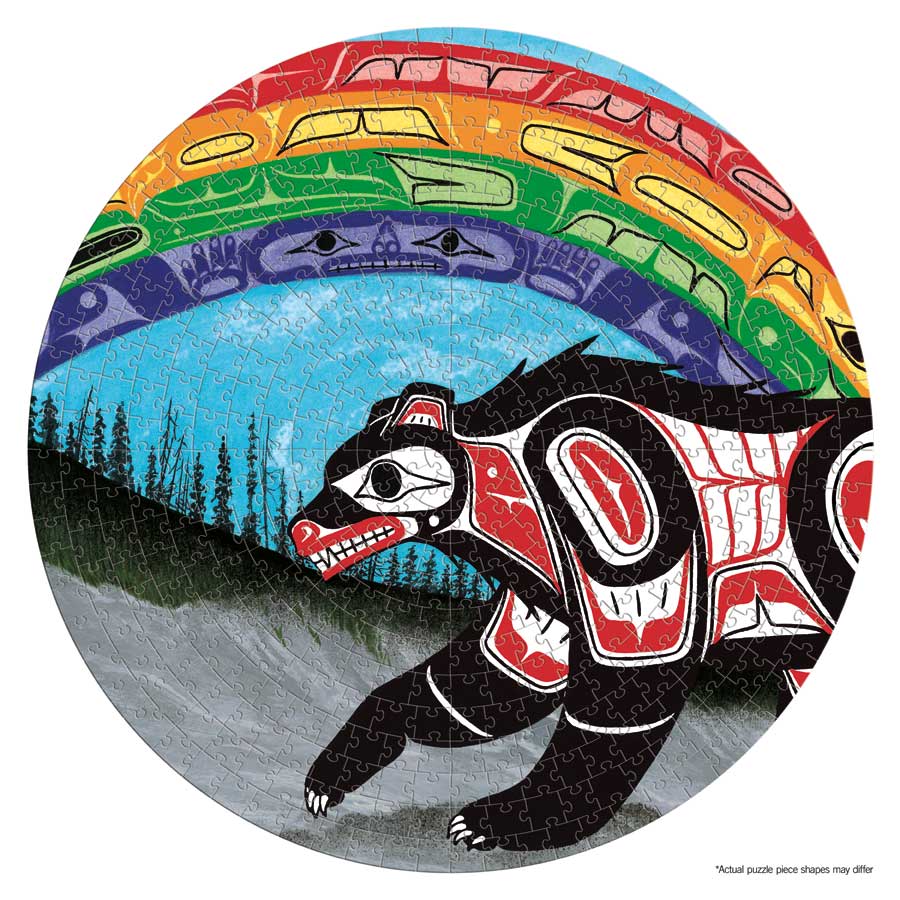 Rainbow Bear Puzzle - Round - 500 Pcs by artist Richard Shorty. Indigenous Collection.