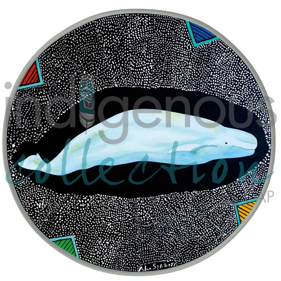 Beluga Whale Drum by artist Alan Syliboy