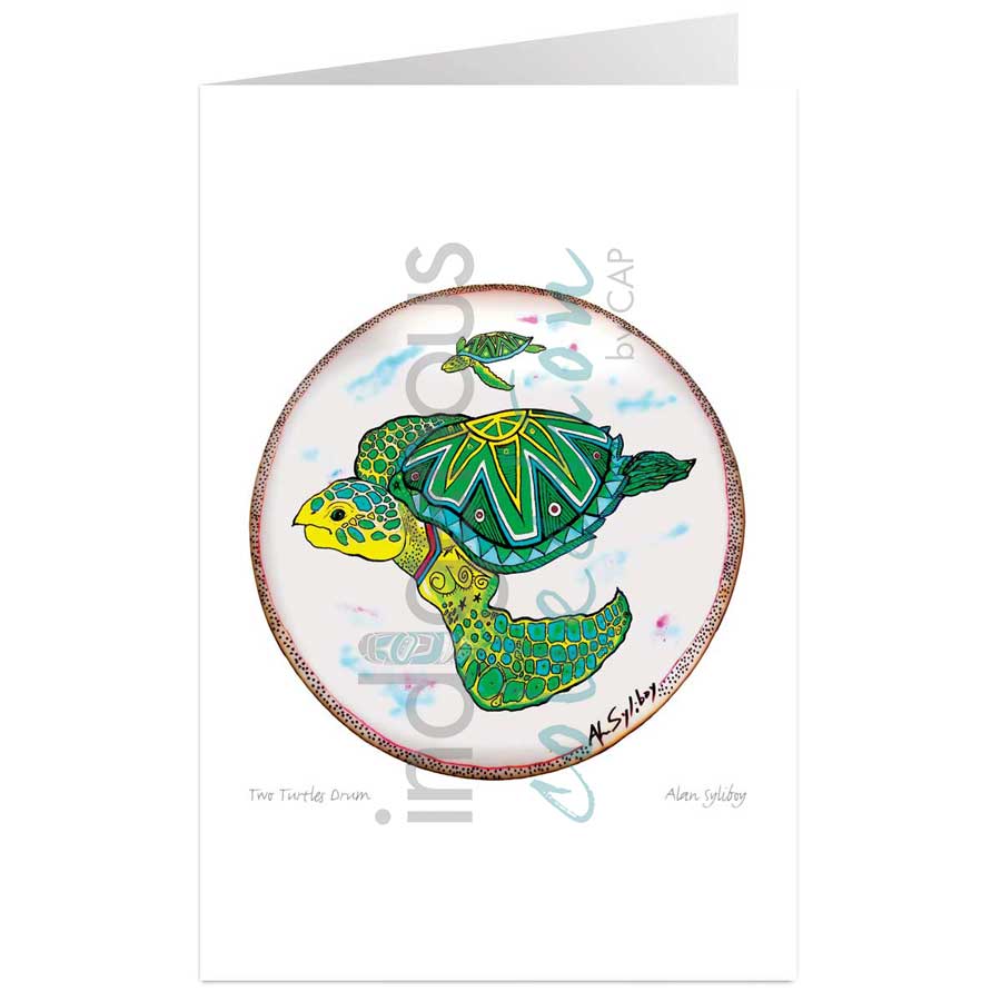 Two Turtles Drum by artist Alan Syliboy