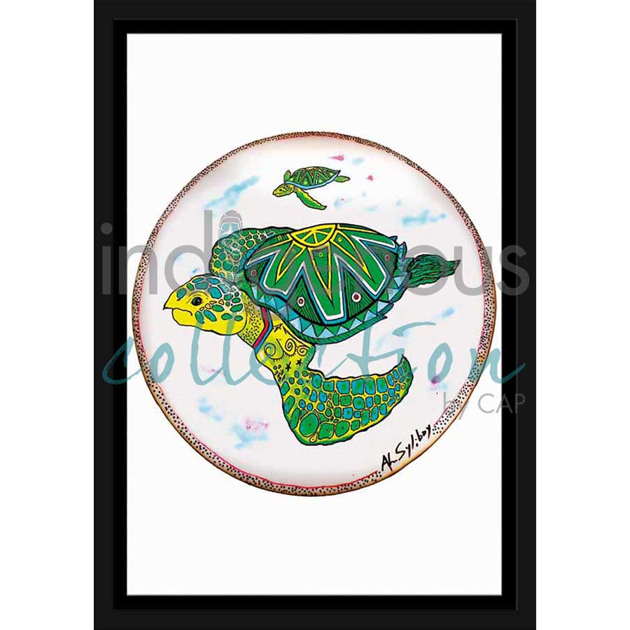 Two Turtles Drum by artist Alan Syliboy - Mi'kmaq. Indigenous Collection