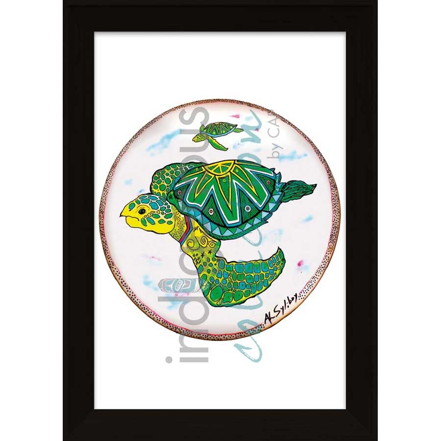 Two Turtles Drum by artist Alan Syliboy - Mi'kmaq. Indigenous Collection