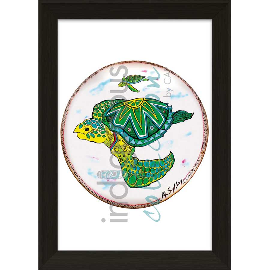 Two Turtles Drum by artist Alan Syliboy - Mi'kmaq. Indigenous Collection