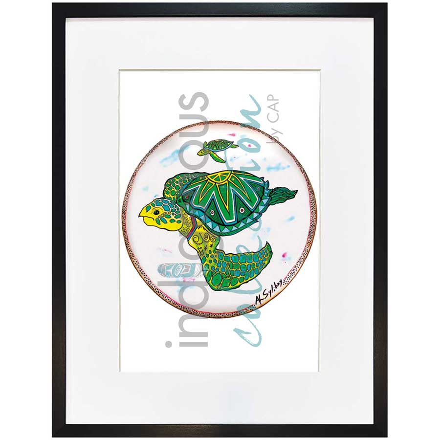 Two Turtles Drum by artist Alan Syliboy - Mi'kmaq. Indigenous Collection