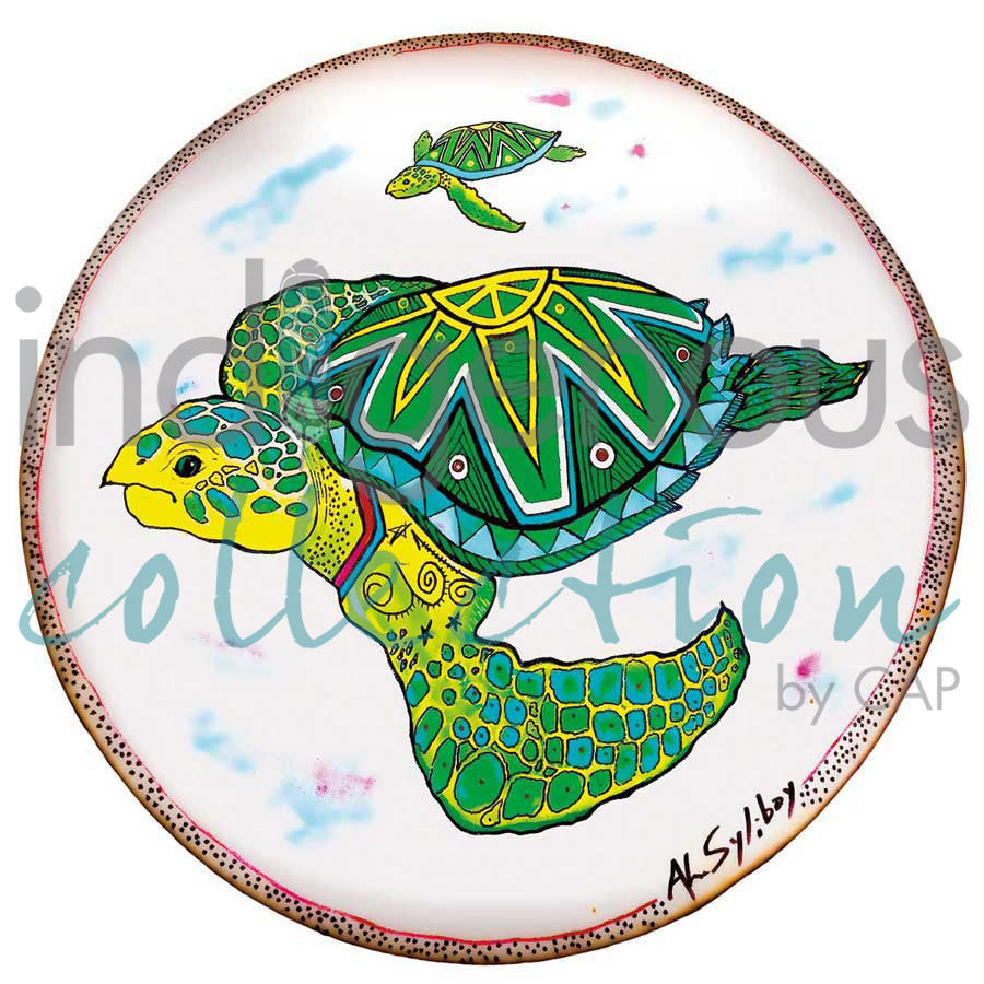 Two Turtles Drum by artist Alan Syliboy