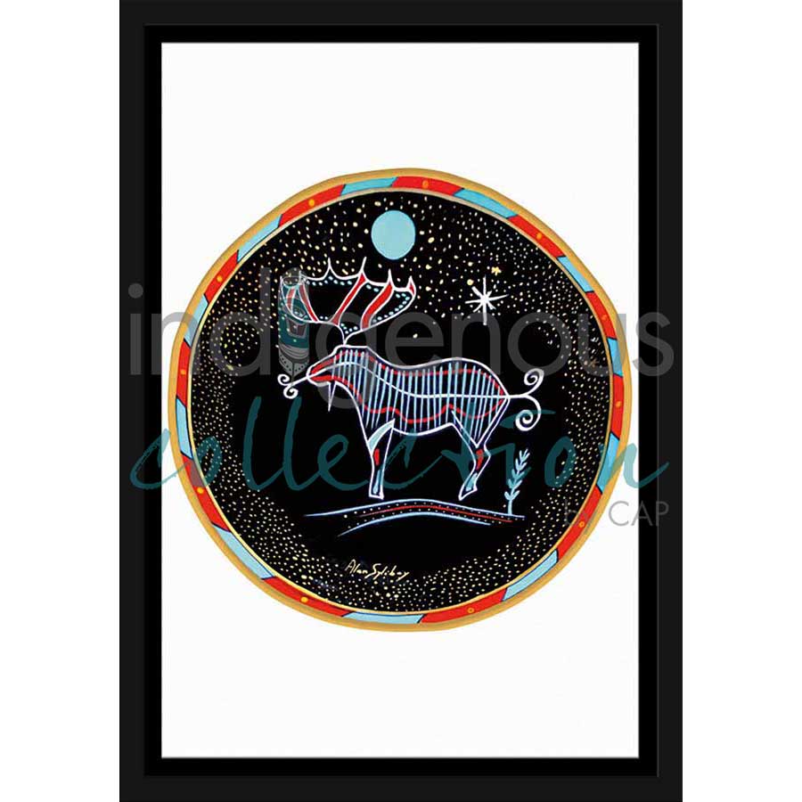 Moose Under a Blue Moon by artist Alan Syliboy - Mi'kmaq. Indigenous Collection