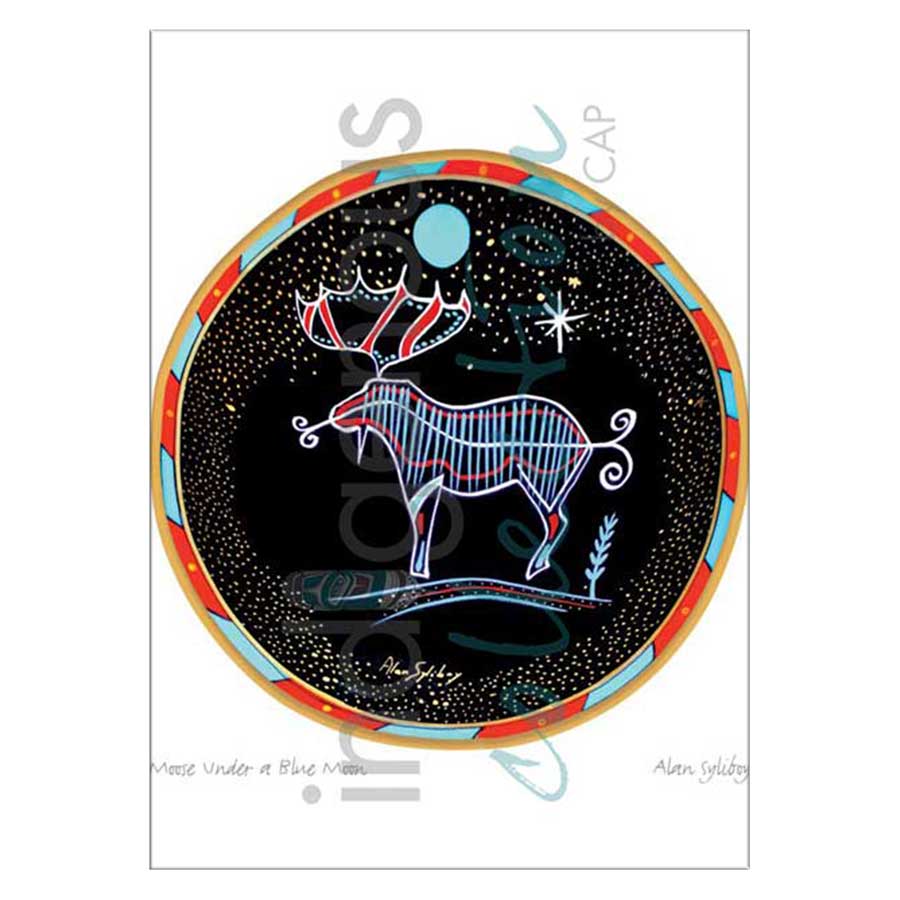 Moose Under a Blue Moon Canvas Prints
