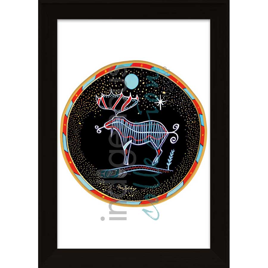 Moose Under a Blue Moon by artist Alan Syliboy - Mi'kmaq. Indigenous Collection