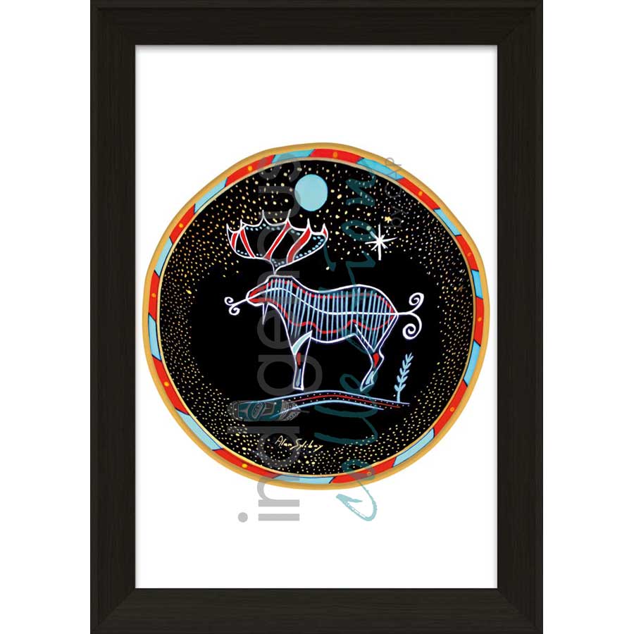 Moose Under a Blue Moon by artist Alan Syliboy - Mi'kmaq. Indigenous Collection