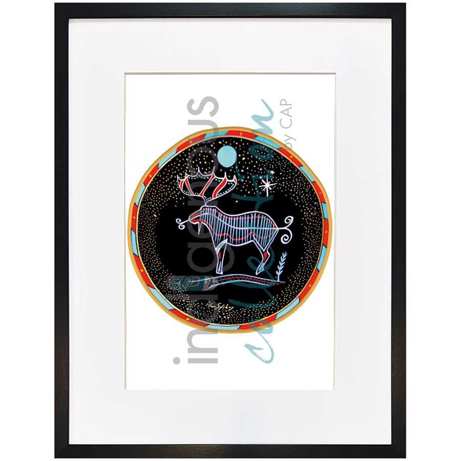 Moose Under a Blue Moon by artist Alan Syliboy - Mi'kmaq. Indigenous Collection