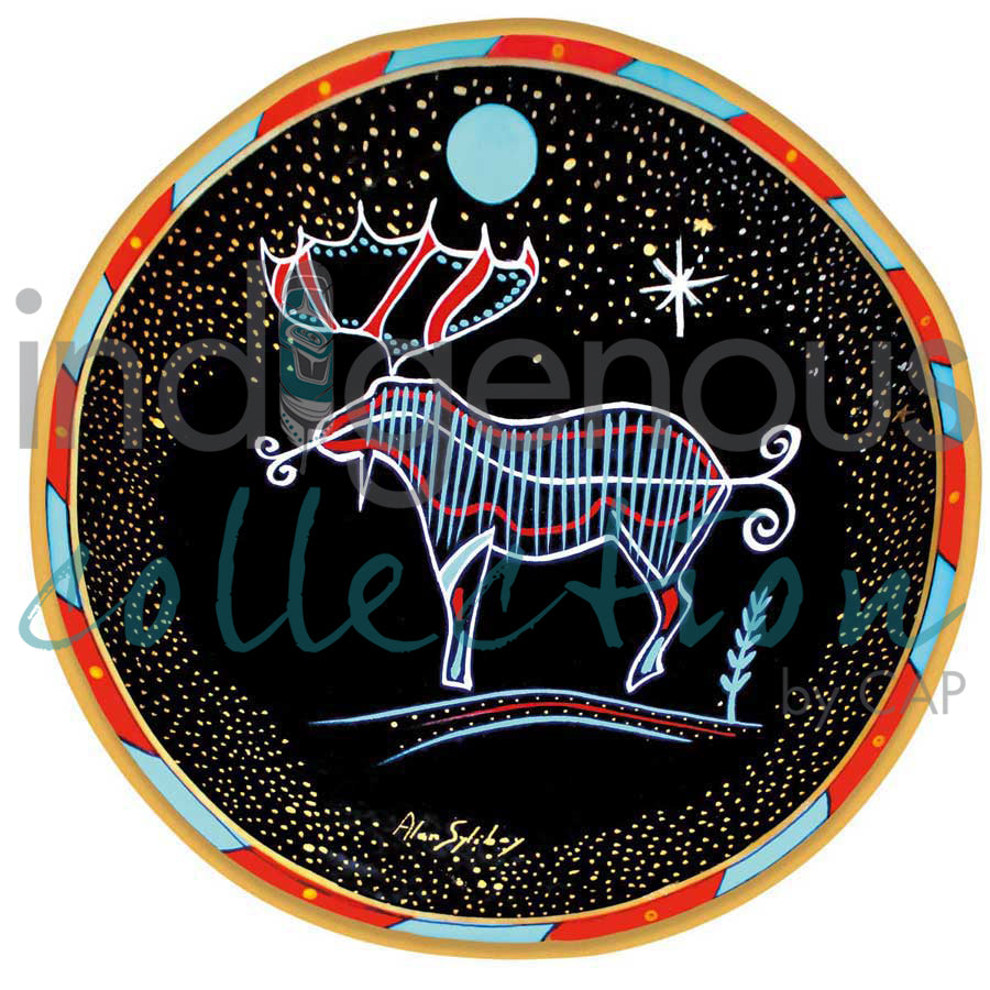 Moose Under a Blue Moon by artist Alan Syliboy
