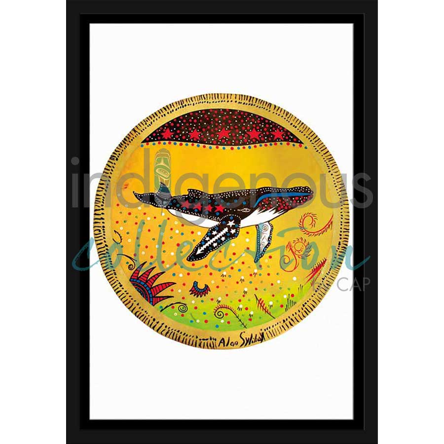 Yellow Whale Drum by artist Alan Syliboy - Mi'kmaq. Indigenous Collection