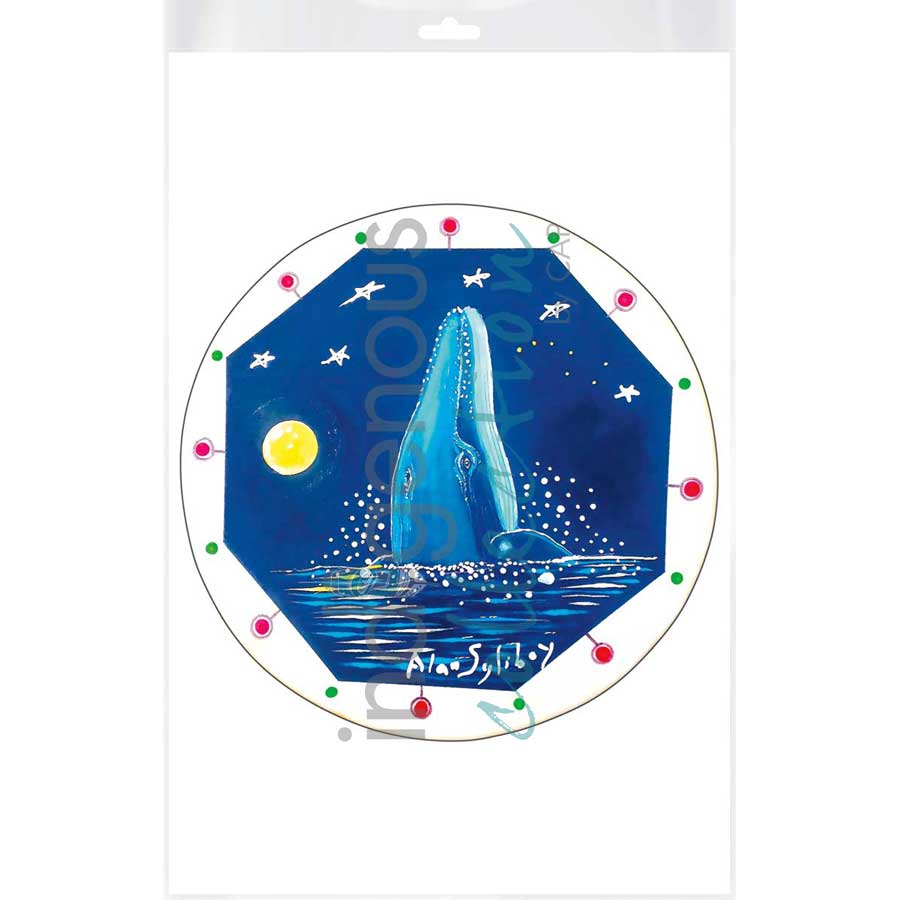 Four Whales & Eight Pointed Star Drum by artist Alan Syliboy - Mi'kmaq. Indigenous Collection