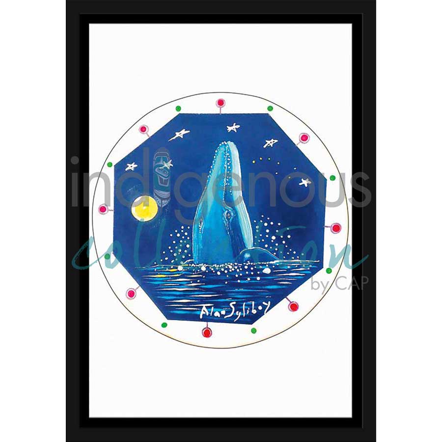 Four Whales & Eight Pointed Star Drum by artist Alan Syliboy - Mi'kmaq. Indigenous Collection