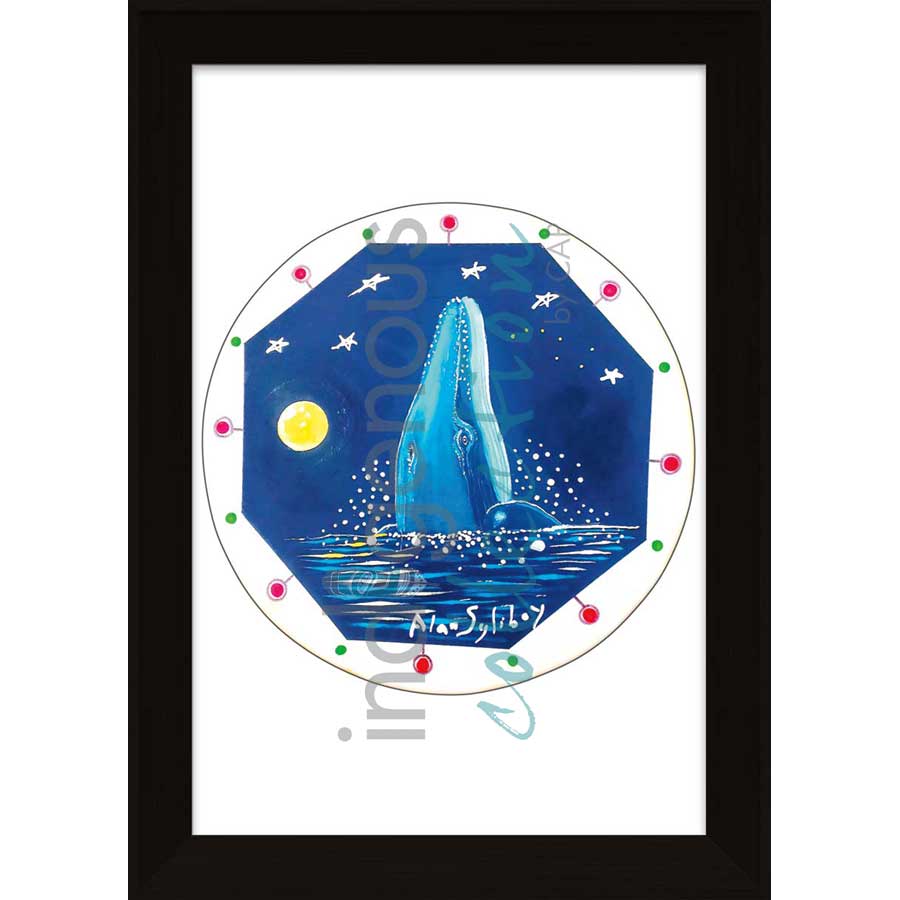 Four Whales & Eight Pointed Star Drum by artist Alan Syliboy - Mi'kmaq. Indigenous Collection