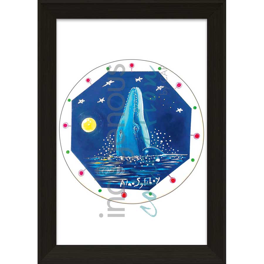 Four Whales & Eight Pointed Star Drum by artist Alan Syliboy - Mi'kmaq. Indigenous Collection