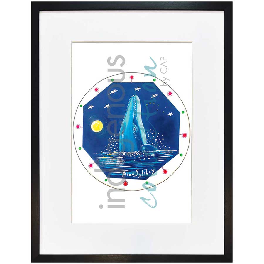 Four Whales & Eight Pointed Star Drum by artist Alan Syliboy - Mi'kmaq. Indigenous Collection