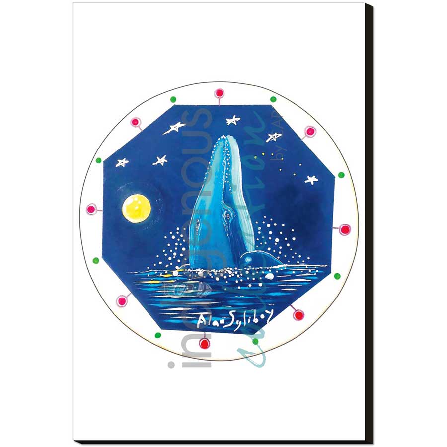 Four Whales & Eight Pointed Star Drum by artist Alan Syliboy - Mi'kmaq. Indigenous Collection