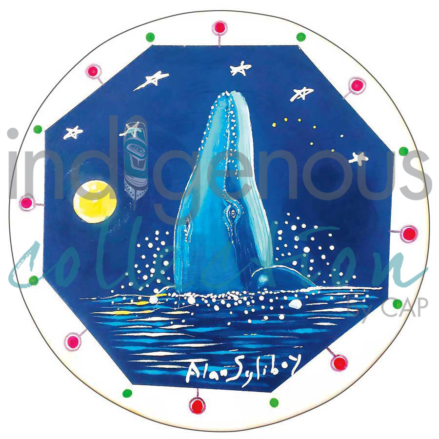 Four Whales & Eight Pointed Star Drum by artist Alan Syliboy