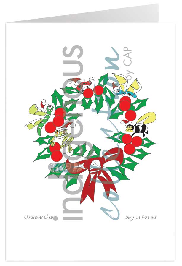 Christmas Cheer 5 x 7 Art Card by artist Doug La Fortune. Indigenous Collection