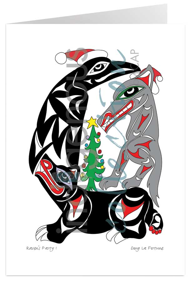 Raven's Party I 5 x 7 Art Card by artist Doug La Fortune. Indigenous Collection