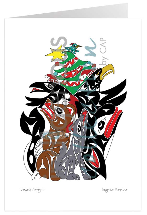 Raven's Party II 5 x 7 Art Card by artist Doug La Fortune. Indigenous Collection