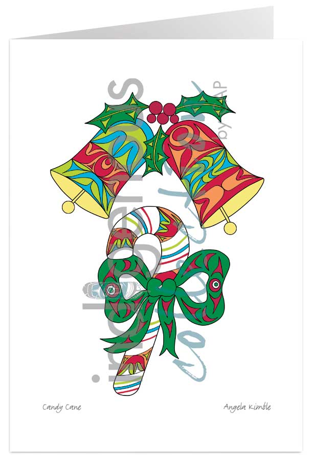 Candy Cane 5 x 7 Art Card by artist Angela Kimble. Indigenous Collection