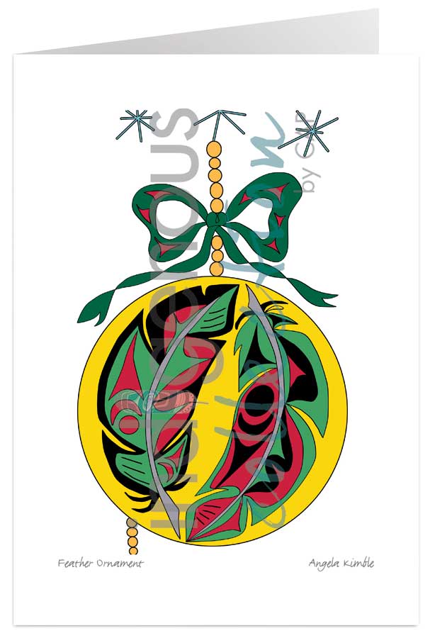 Feather Ornament 5 x 7 Art Card by artist Angela Kimble. Indigenous Collection