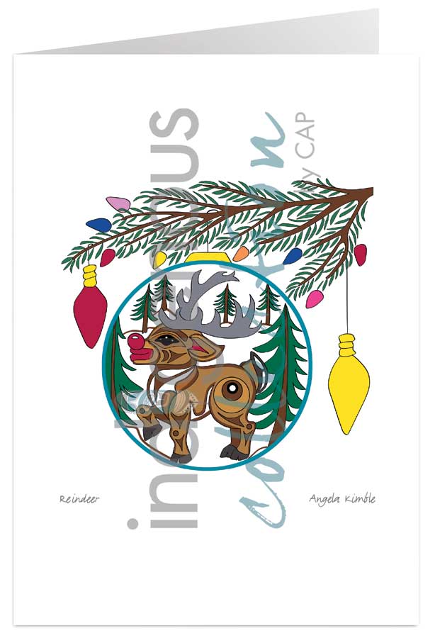 Reindeer 5 x 7 Art Card by artist Angela Kimble. Indigenous Collection